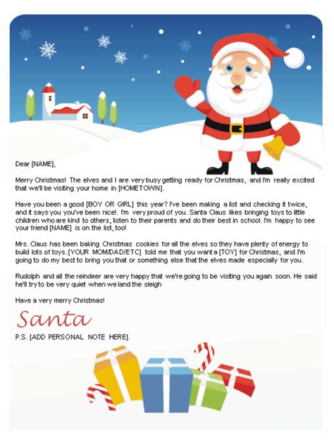 Letter From Santa Template Free Printable Web Letter From Santa ...