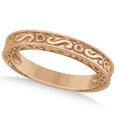 Hand-Carved Infinity Design Filigree Wedding Band 14k Rose Gold - U4523