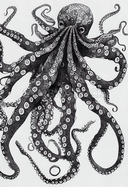 octopus portrait ink drawing – Resolution: 6656 by 9728 pixels