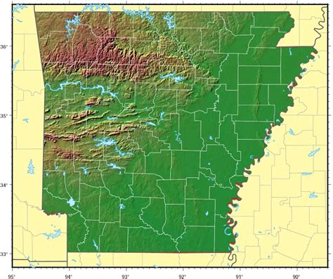 Arkansas Relief Map - MapSof.net