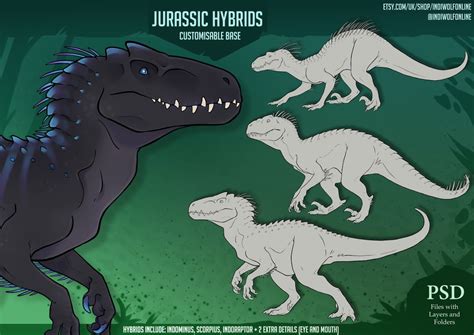 Jurassic Hybrids Customisable Base, Indominus, Scorpius, Indoraptor, Reference Sheet, Furry Base ...