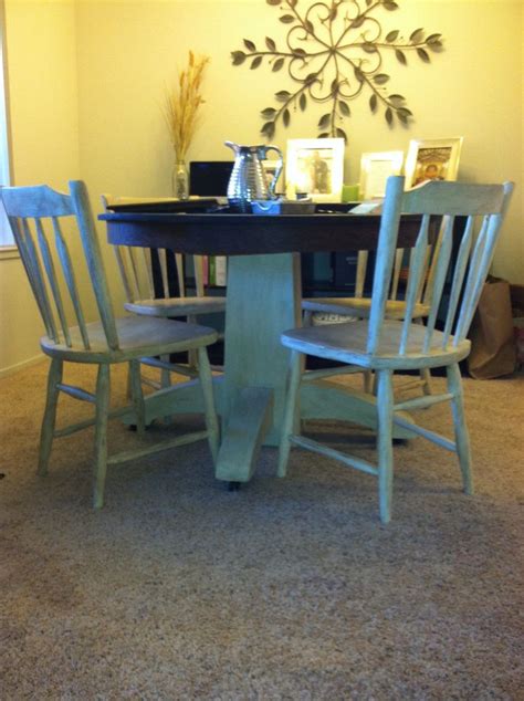 Old white annie sloan chalk paint. Kitchen table and chairs with Clear and dark wax. Table And ...