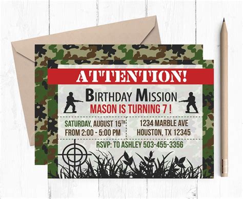 Army Birthday Invitation Army Birthday Party Army Birthday | Etsy