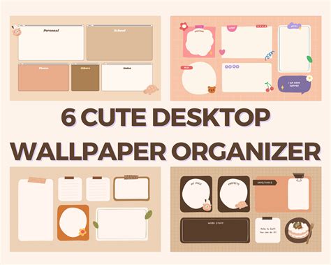 Cute Aesthetic Desktop Organizer, Desktop Wallpaper, Aesthetic Wallpaper, Cute Desktop Wallpaper ...