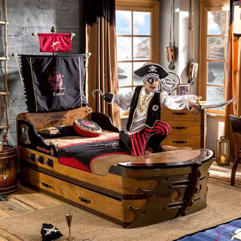 Pirate Ship Twin Size Bed for Kids (Trundle Bed Not Included)