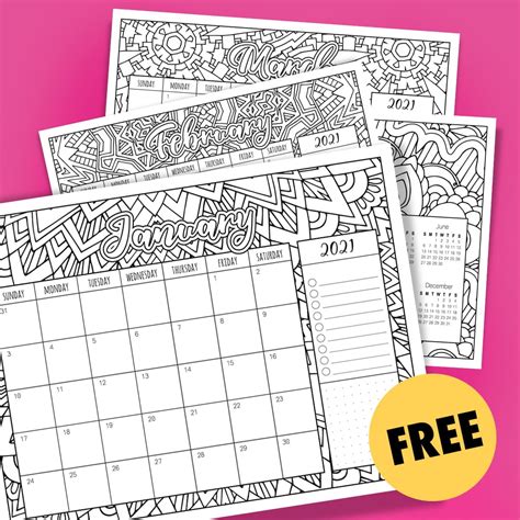 Free Printable Coloring Calendar 2021 - Printable Template Calendar