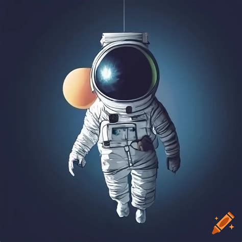 Astronaut floating with moon balloon in space