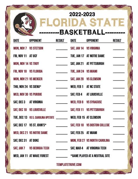 2022-2023 College Basketball Schedules - ACC