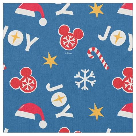 Holiday Mickey Mouse Red and White Pattern Fabric | Zazzle