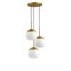 HomeGlam Metro 3-Light Brushed Brass Pendant Light with White Glass ...