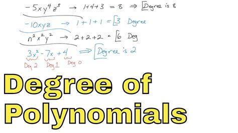 05 - Degree of Polynomials (Find the Degree of Monomial, Binomials, Trinomials) - YouTube