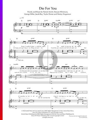 Die For You (Joji) Piano Sheet Music - OKTAV