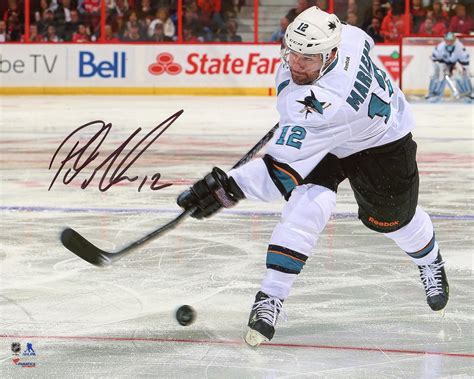 Patrick Marleau San Jose Sharks Autographed White Jersey Shooting 8" x ...