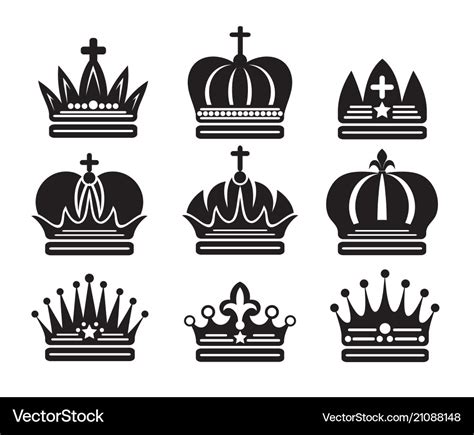 King and queen crown silhouettes Royalty Free Vector Image