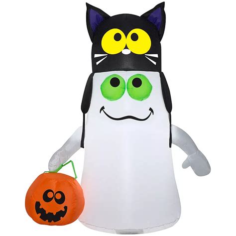 Home Accents 3.5 ft. Ghost with Cat Hat Halloween Inflatable | The Home ...