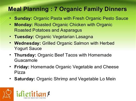 Organic food diet plan