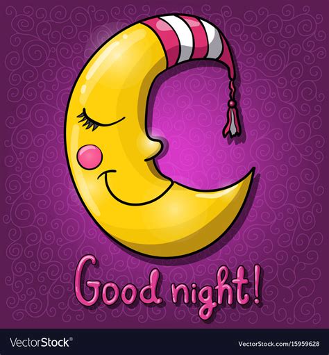 Cartoon half moon good night Royalty Free Vector Image