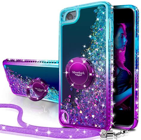 Silverback iPod Touch 7 Case,iPod Touch 6 Case,iPod Touch 5 Cases With Ring Stand, Moving Liquid ...