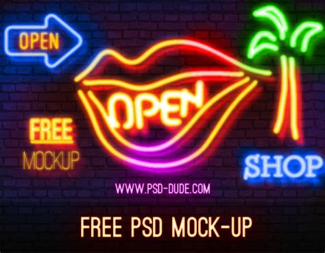 Neon Style Photoshop Free Mock-up | PSDDude