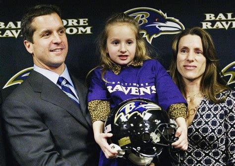 Ravens head coach John Harbaugh with wife and daughter at press ...