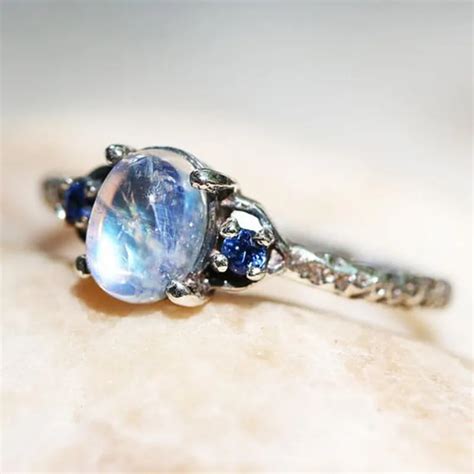 Vintage Moonstone Rings for Women 2018 Wedding Ring Silver Color Crystal Rings Luxury Jewelry ...