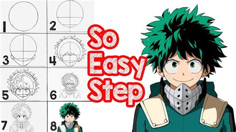 How To Draw Deku Step by Step - My Hero Academia (Izuku Midoriya) - YouTube