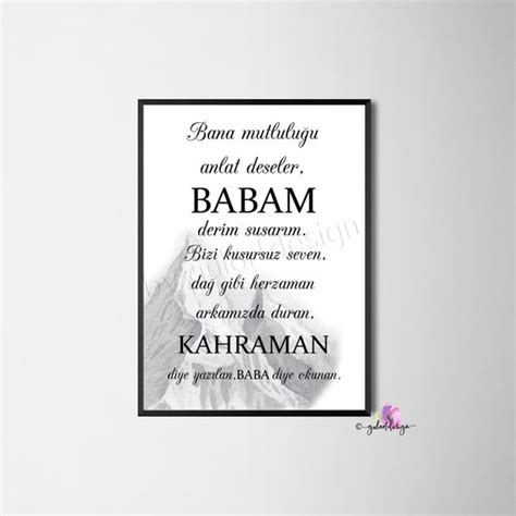 Baba Gift Idea Picture Frame Turkish Poster Interior - Etsy