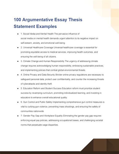 Argumentative Essay Thesis Statement - 99+ Examples, PDF, Tips