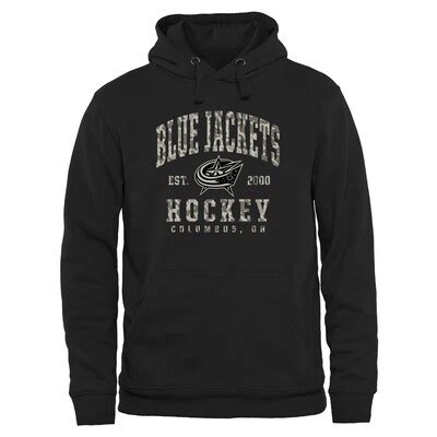 Men's Columbus Blue Jackets Black Camo Stack Pullover Hoodie - Shop.NHL.com