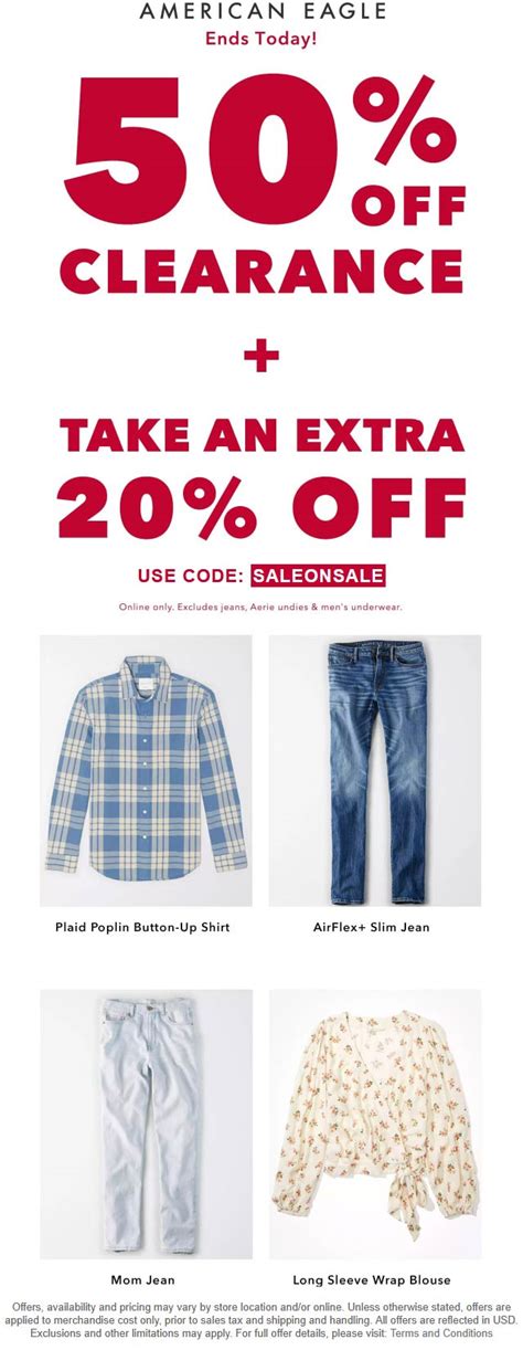 Extra 20-50% off today at American Eagle #americaneagle | The Coupons App®