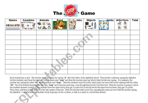 the stop game - ESL worksheet by atsitab