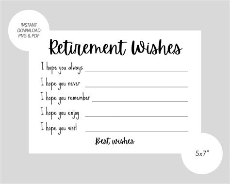 Retirement Wishes Printable Cards - Etsy