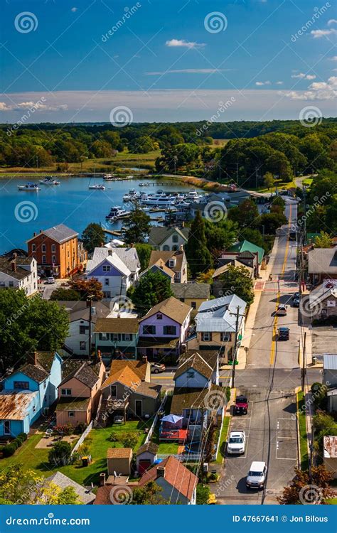 View of Chesapeake City from the Chesapeake City Bridge, Maryland ...