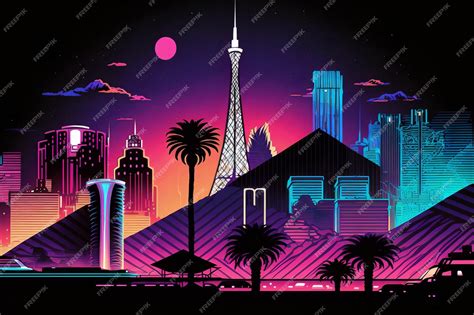 Premium AI Image | A vibrant illustration of the Las Vegas Strip at night