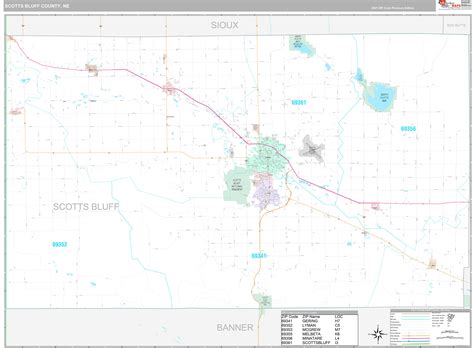 Scotts Bluff County, NE Wall Map Premium Style by MarketMAPS