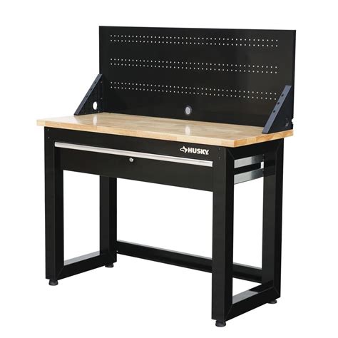 Reviews for Husky 4 ft. Solid Wood Top Workbench in Black with Pegboard and 1 Drawer | Pg 1 ...