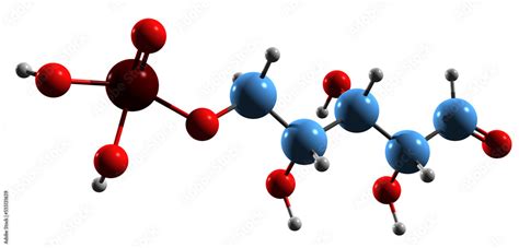 3D image of Ribose 5-phosphate skeletal formula - molecular chemical structure of pentose ...