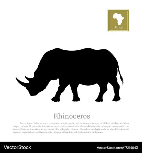 Black silhouette a rhino on a white background Vector Image