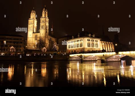 Zurich downtown at night, Switzerland Stock Photo - Alamy