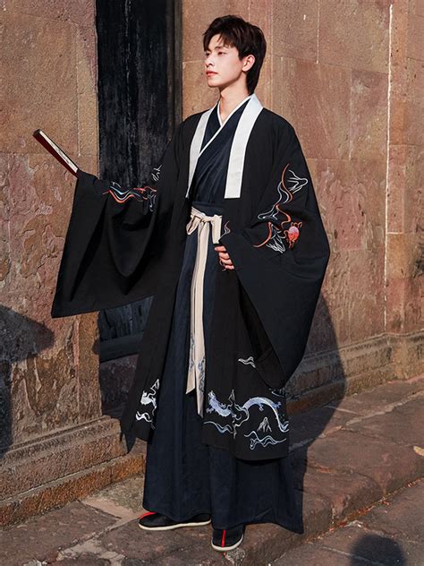 Chinese Style Dress Black Dragon Hanfu Male Dress - Fashion Hanfu