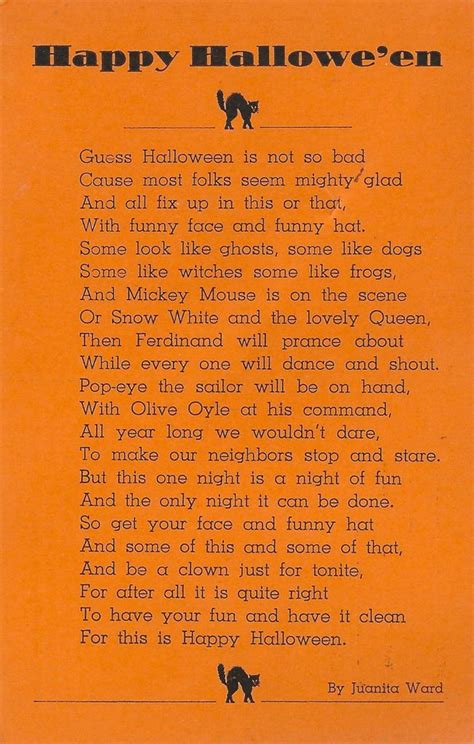 "Happy Hallowe'en" Poem | Halloween poems, Halloween funny, Vintage halloween cards