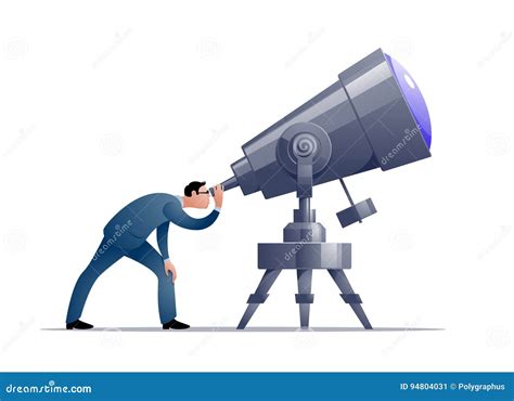 Vector Cartoon Astronomer Looking through a Telescope Stock Vector ...