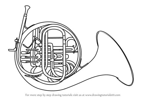 Learn How to Draw a French Horn (Musical Instruments) Step by Step : Drawing Tutorials