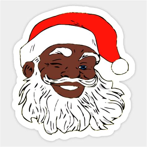 Winking Black Santa Claus African American Christmas - Black Santa - Sticker | TeePublic