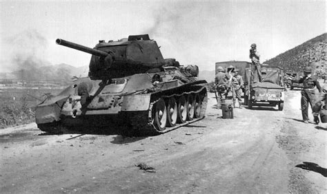 Destroyed T-34 Tank along the road during the Korean War image - Free stock photo - Public ...