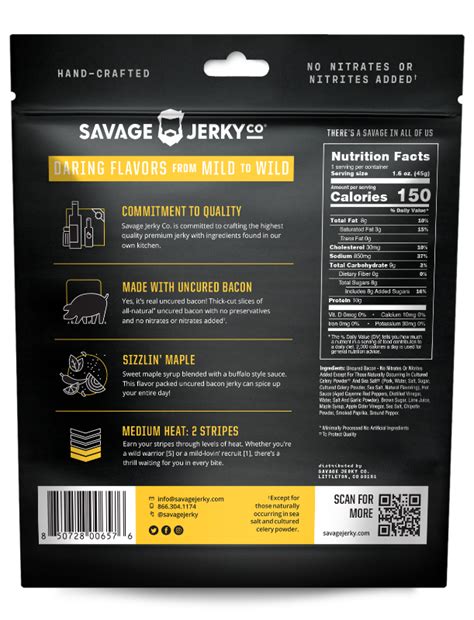 Maple Bacon Jerky: Triple Thick Center Cut Maple Bacon Jerky | Savage Jerky Co.