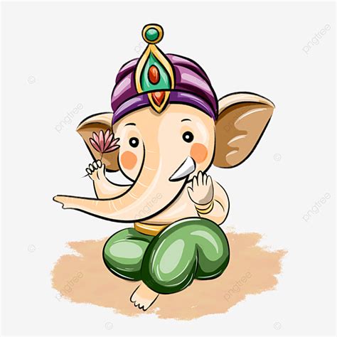 Ganesh Chaturthi Clipart PNG Images, Color Cartoon Style Ganesh ...