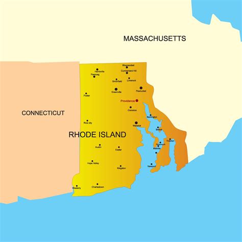 Map of Rhode Island and Flag | Rhode Island Outline, Counties, Cities and Road Map - Best Hotels ...