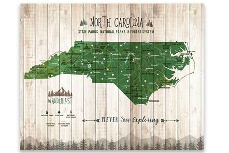 North Carolina State Park Map, Personalized - World Vibe Studio