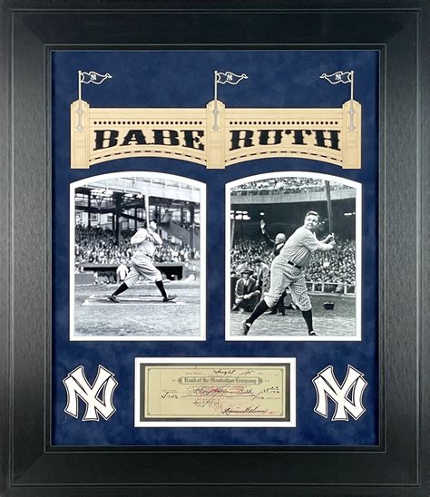 Babe Ruth Autographed 1945 Check Endorsed Signature GH Ruth Framed